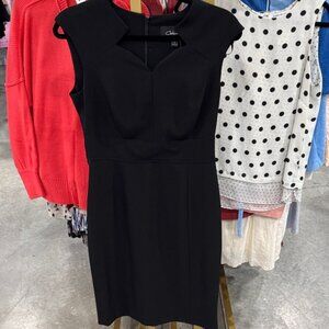 Chaus Black Cap-Sleeve Midi Sheath Dress